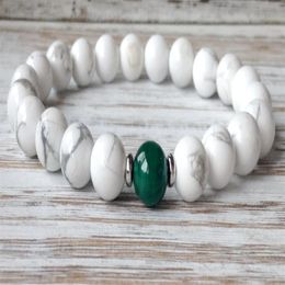 SN1074 2016 Mens Yoga Bracelet Howlite Malachite Bracelet Natural Stone Mala Beads Jewelry Whole2604