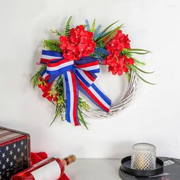 Decorative Flowers Unique Wooden Fine Workmanship Front Door Patriotic Wreath Household Supply Star Hanging