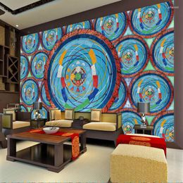 Wallpapers Home Improvement 3D Po Wallpaper For Walls Decorative Wall Paper Background Hand Painted Round Line Graphics