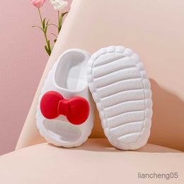 Slipper 2023 New Cute Bow Children's Slippers 3-8 Years Old Kids Shoes for Girl Baby Beach Indoor House Shoes Summer Sandals R230718