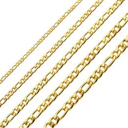 Chains 1PCS Width 3MM-7.5MM Stainless Steel Gold Figaro Link Chain Necklace For Women Men 8-40 Inch