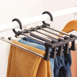 Hangers 5 In 1 Multifunctional Stainless Steel Clothes Hanger Pants Rack Foldable Wardrobe Organiser