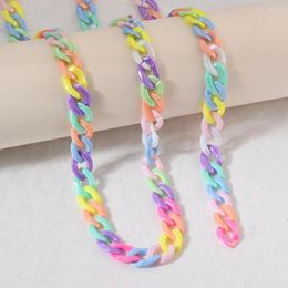 Chains Wholesale 1m/lot Colorful Acrylic Flat Link Chain For DIY Jewelry Making Bag Sunglasses