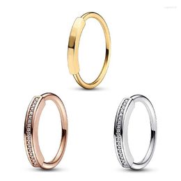 Cluster Rings Original Pave Rose Gold Signature I-d With Crystal Ring For Women 925 Sterling Silver Wedding Gift Fashion Jewelry