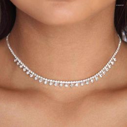 Chains Austyn StoneFans Chunky Rhinestone Necklace Choker Wedding Jewellery 2023 Chocker Cute Simple Necklaces Crystal Delicate Bride