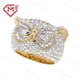Designer Jewellery Punk Style Jewellery 925 Sterling Silver Gold Plated Iced Out Owl Ring Hip Hop Moissanite Ring Men