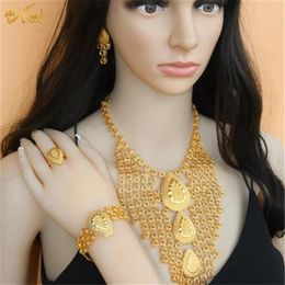 ANIID Copper Necklaces Gold Jewelry Set For Women 24K Original Africaine Dubai Wedding Ethiopian Set Traditional340G