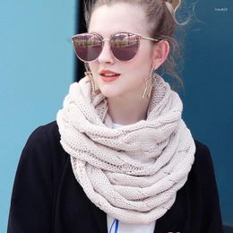 Scarves Chunky Cable Knitted Loop Scarf Women Winter Solid Colour Neck Warmer Infinity Snood S