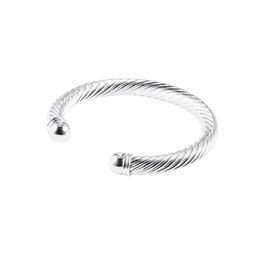 Bangle Fashion Simple Men Women Cool Silver Plated ed Round Cuff Party Casual Jewelry 2021 Opened Hand Bracelet183K