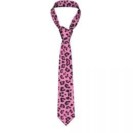 Neck Ties Polyester Silk 8cm Tie For Men Pink Leopard Print Neck Animal Slim Mens Necktie Personality Cravate Wedding Accessories Ties 230717