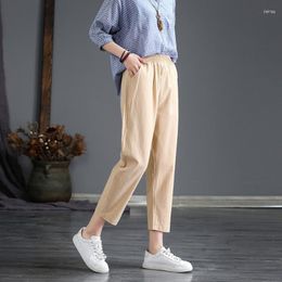 Women's Pants High Waist Cotton And Linen Harem Female Summer 2023 Solid Colour Casual Loose Ankle-Length For Women
