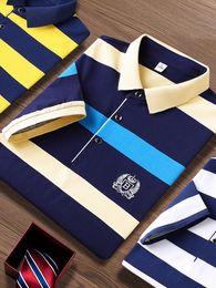 Mens Polos GA Brand Striped Mens Polo Shirt Business Cotton Summer Casual Tshirt Classic Embroidered Dress Top Fashionable Social 230718