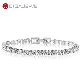 GIGAJEWE 3 0mmX30Pcs D Colour Round Cut Link Chain White Gold Plated 925 Silver Moissanite Tennis Bracelet Woman Girlfriend Gift GM251I