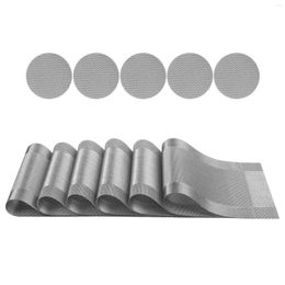 Table Mats 12PCS Placemats PVC Heat Resistant Non-Slip Woven Washable For Kitchen Dining 45x30cm(Silver-Gray)
