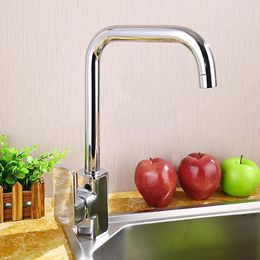 Kitchen Faucets Chrome Plated Sink Basin Faucet Pull Out Copper Dish Cold Rotated Single Hole Water Mixer
