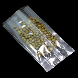 400pcs Clear Plastic Side Gusset Food Packaging Bag Open Top Heat Seal Snack Dried Fruits Tea Beans Polybags Packing Pouch230V