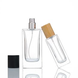 30ml 50ml 100ml Empty Glass Perfume Bottles Transparent Square Shape Thick Glass Spray Bottle