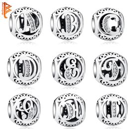 Authentic 925 Sterling Silver Crystal Alphabet A-Z Letter Charms Beads Fit Original Pandora Bracelet Necklace DIY Jewellery Making Q307K