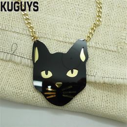 New fashion jewelry Black Cat Head large pendant necklace for women hip phop man Animal necklace for summer accessories344d