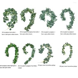 Decorative Flowers Artificial Eucalyptus Garland 1pcs Fake Greenery With Willow Leaves Hanging Vines For Party