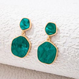 Dangle Earrings Geometric Green Rhinestone Drop Earring For Women Gem Glass Metal Alloy Brincos Jewelry Accessories 14273