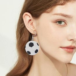 Hoop Earrings Sports Round PU Leather Baseball Football Soccer Basketball Softball Evil Blue Eye Beaded Heart Women