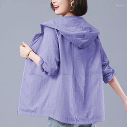 Women's Trench Coats 2023 Spring Summer Jacket Fashion Korean Long Sleeve Tops Hooded Jackets Casual Thin Coat Sun Protection Cardigan