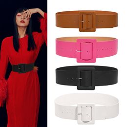 Belts 6.5 CM Wide Ladies Pin Buckle High Quality PU Leather Wide Girdle Dress Coat Suit Sweater Decoration Corset Belts for Women 230717