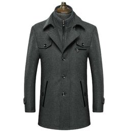 Men's Wool Blends Winter Men Classic Fashion Trench Coat Jackets Mens Long Trench Slim Fit Overcoat Blends Casual Wool Warm Outerwear Windbreaker HKD230718