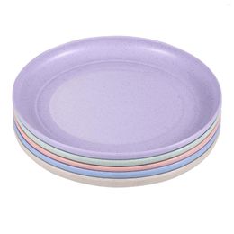 Dinnerware Sets 5pcs Kid Suit Reusable Plates Lightweight Round Dinner Plate Unbreakable Colorful Dishes For Home Kitchen
