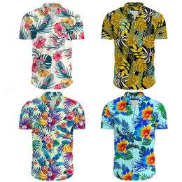 Mens Casual Shirts Aloha shirt Flower button beach oversized printed camisa Hawaii 230718