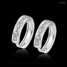 Hoop Earrings Garilina Silver Color Overlay Lab White Crystal For Womens Latest Design Fashion Jewelry