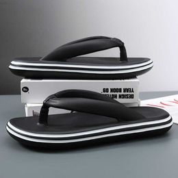 Slippers Fashion Summer Men's Flip-Flops Anti-slip Wear-resistant Outdoor Beach Shoes Soft Elastic Comfortable Clip Foot Couple Slippers L230718