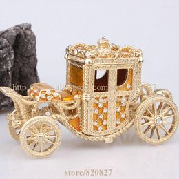 Jewellery Pouches Crown Carriage Bejewelled Collectible Trinket Box Cart Gift Keepsake Figurine