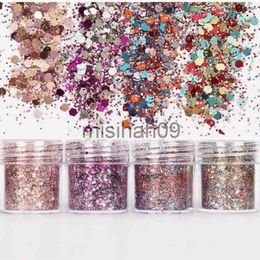 Other Makeup 4Colors/Lot 10ml Holographic Chunky Glitter 1/128 1/24 1/8 Face Body Nail Art Cosmetic Glitter Chunky Fine Mixed Glitter J230718