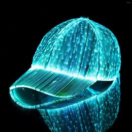 Ball Caps Fiber Optic LED Hat 11 Colors Flashing USB Charging Hip Hop Party Baseball For Club Disco Event Halloween Holiday