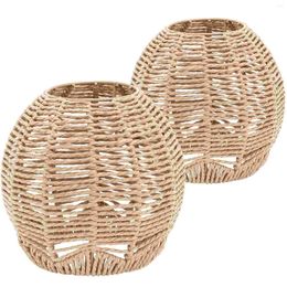 Pendant Lamps Lamp Shade Rattan Light Woven Cover Wicker Chandelier Basket Lampshade Hollow Shape Lights Bulb Shades