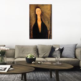 Famous Portrait Canvas Art Amedeo Modigliani Painting Lunia Czechowska Handmade Modern Cafe Bar Decor