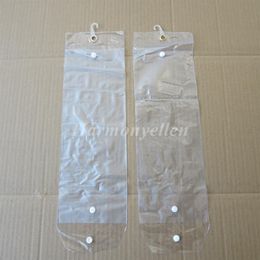 30pcs lot 20inch-24inch plastic pvc bags for packing hair extension transparent packaging bags with Button272E