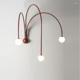 Wall Lamp Nordic Iron Led Light Modern Curved Lines Lamps For Bedroom Living Room Bedside Cafe Corridor Decor Sconce