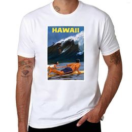 Men's Polos Hawaii Vintage Travel Poster Restored T-Shirt Short Sleeve T Shirt Men