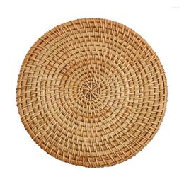 Table Mats Rattan Mat Round Woven Placemat Tea Coffee Cup Drink Coasters Dining Pad Trivet Kitchen Accessories