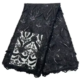 YQ-6044 French Lace Fabric Sequins Rope Embroidery Decorative Lady Clothing Party Shiny 5 Yards African Black Man Woman Simple Suit Table Cover Gorgeous Cut-Out