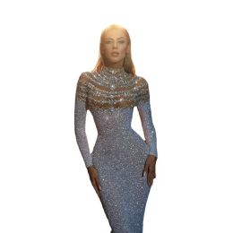 Plus Size Arabic Aso Ebi Luxurious Mermaid Prom Dresses Beaded Crystals sequined Evening Formal Party Second Reception Birthday Engagement Gowns Dress