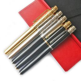 Quality Classic matte metal Barrel Roller Ball Pen Golden Silver Clip with Serial Number Writing Smooth Luxury stationery Gift Ref298P