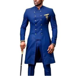 Men's Suits & Blazers JELTOIN African Design Slim Fit Men For Wedding Groom Tuxedos Royal Blue Bridegroom Man Prom Party Blaz193d