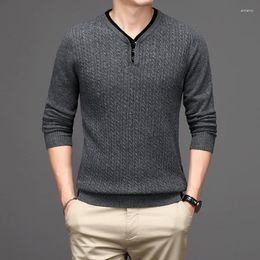 Men's Sweaters Twisted Cashmere Jumper Autumn & Winter Wool Long Sleeved Sweater Male V-Neck Pure Knitwear Pullover