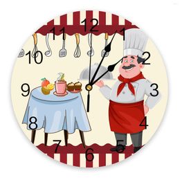 Wall Clocks Chef Kitchen Gourmet Knife And Fork Home Decor Modern Room Bedroom Living Clock