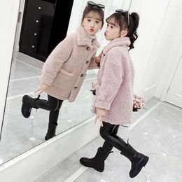 Jackets 2023 Autumn Winter Baby Girls Clothes Casual Warm Outerwear Pink/Green Colour Coats Kids Fur Coat For Age 3-12