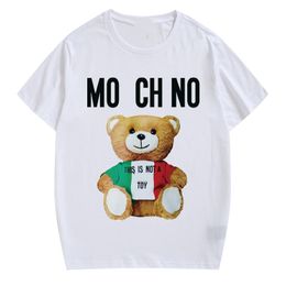 Designer Womens T-shirt Summer Italian luxury brands tees cartoon bear stamp loose Cotton round neck leisure Couple clothing mens womens